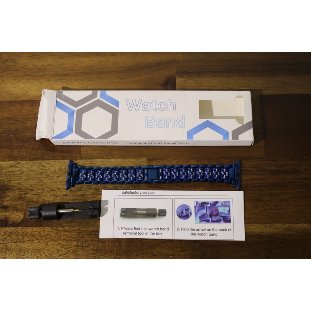 Rhinestone Apple Watch Band Blue